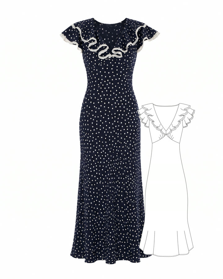 Viola – Ruffle Neck Midi